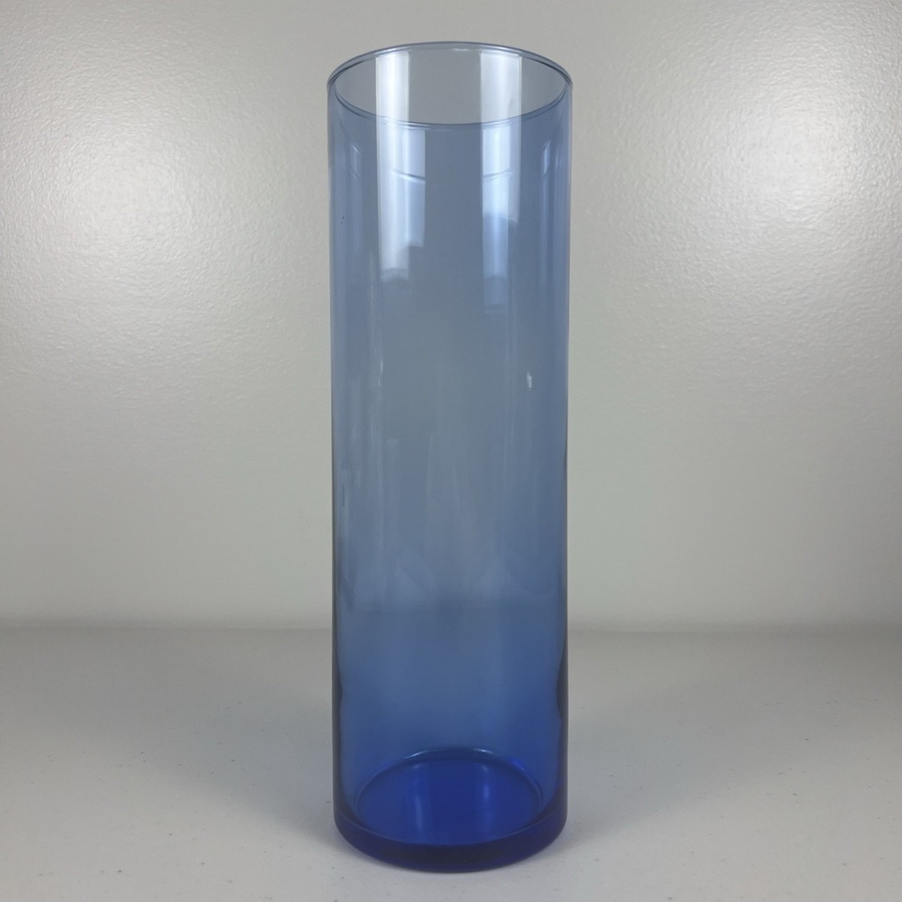 Cobalt Blue Glass Cylindrical Vase Large Floral Centerpiece 10.25" Tall